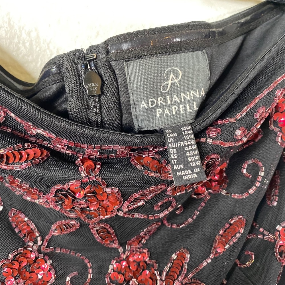 Adrianna Papell Women's Off Shoulder Beaded Sequins Cocktail Dress Black Sz 14 - Picture 3 of 16